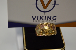  Yellow Gold Blackhills Gold  Harley Davidson Mens Ring 