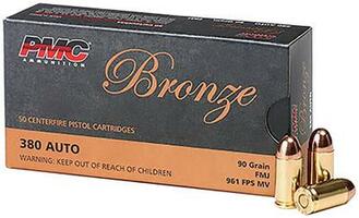 PMC .380 ACP  50 Bronze Target Ammo 