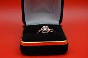  1/2 Caret Diamond Solitaire 2 Tone Ring twist band with diamond