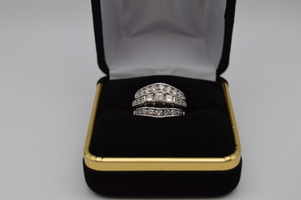  14kt Diamond wed/eng set with 2 Diamond bands