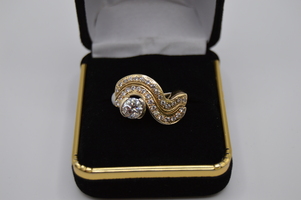 14kt Yellow Gold Unique Diamond Ring. Diamond is Near flawless!!  $2300.00