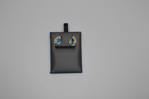  10Kt Yellow Gold Earrings with a Blue Topez and 2 diamonds. ONLY $169.00