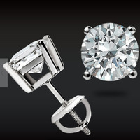 2.00 CT ROUND GRA MOISSANITE EARRINGS 14K SOLID WHITE GOLD SCREW BACK BACKS