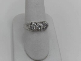  14kt White Gold Diamond Ring With 3 Diamonds On Each Side