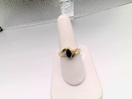 14kt Yellow Gold Black Genstone Ring w diamonds.  Only $398.00
