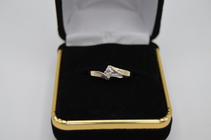 Very Cute 14kt White Gold Solitaire Marquise Diamond Ring. Only $299.00