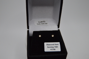  A Pair of 14kt Gold Diamond Stud Earnings.  Sale price $99.99