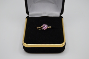 10kt Yellow gold Heart shaped Sapphire with small diamond.  ONLY 199.00