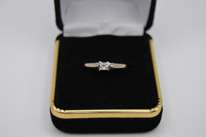 14kt White Gold Princess Cut 1/4 ct Solitaire Diamond Ring   ONLY $399.00 