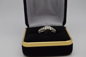  14kt Solid White Gold Diamond Engagement/Promise Ring 